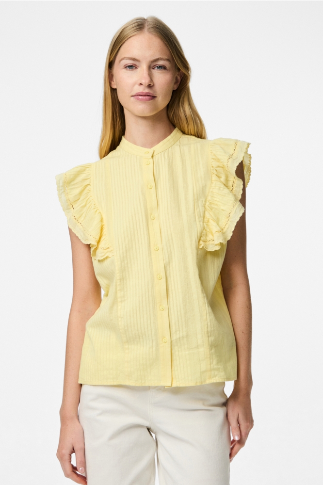 PCSIKKA SL SHIRT MPA WVN BC 17156363 PALE BANANA